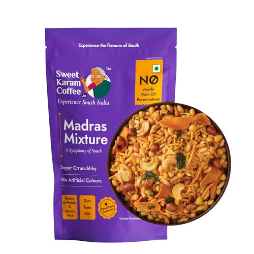 Image of Sweet Karam Coffee Special Madras Mixture - 500grams | No Palm Oil or Preservatives | Authentic South Indian Namkeen Snack | Crispy & Fresh Homemade Taste | Perfect Tea-Time Savory