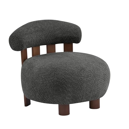 Christopher Knight Home Elvina Boucle Fabric Accent Chair, Solid Wood Single Lounge Sofa, Bedroom Comfy Reading Chair, for Modern Minimalist Style Living Room/Home Office, Dark Gray by Christopher Knight Home - Image 3