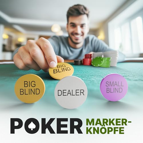 Soom Games Pokerset in kompakter Größe mit 110 Chips, Dealer Button, Big & Small Blind Buttons und Spielkarten, Premium Poker-Set für 2 bis 5 Spieler für Texas Hold’em, Blackjack, Casino-Spiele & mehr