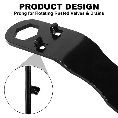 Niahm RV Water Heater Drain Plug Kit, with Angled Wrench, 4 Pcak 1/2" NPT Replacement Plugs and 1 Roll PTFE Tape, Fits 7/8" & 15/16" RV Water Heater Drain Plug