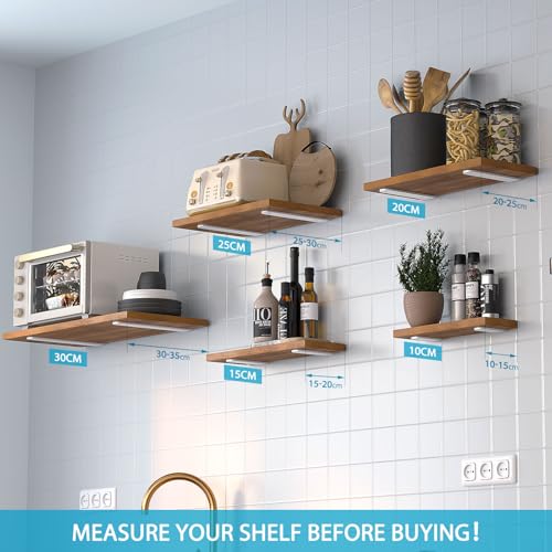 WELDUN Paquete de 4 soportes flotantes para estantes de 40 cm, soportes en L de metal resistente para colgar en la pared, color blanco - imagen 7