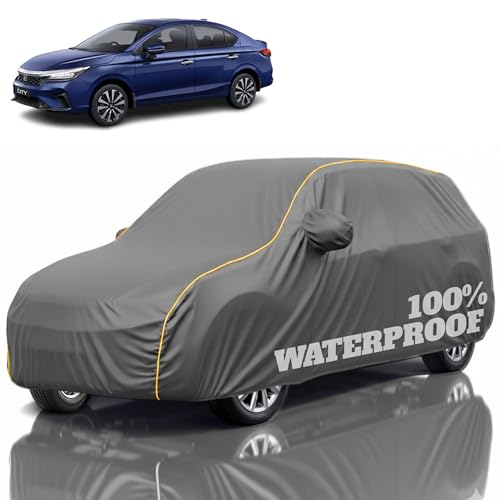 Image of Premium Polyester Car Cover Hondo-City All-Weather Protection from Rain, Dust & Sun | UV Resistant Fabric | Full Body Secure Fit for Outdoor & Indoor Parking Grey