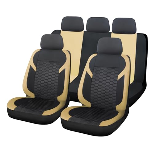 Housses de siège universelles en polyester beige brodé pour auto et SUV