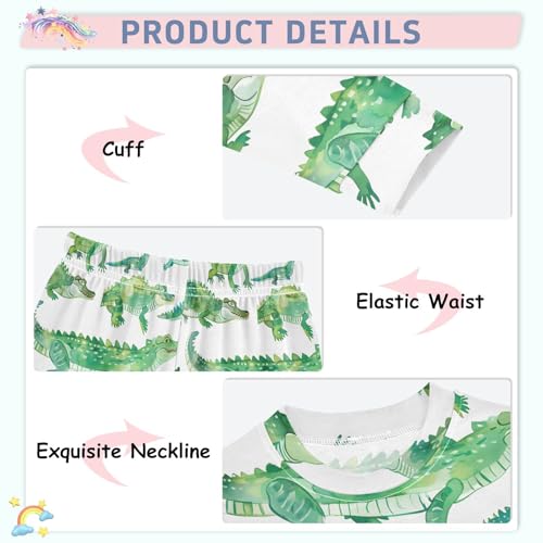 Cartoon Pajamas Set Crocodile Pattern Green Long Sleeve PJs Cotton Jammies Sleepwear Top and Pants4