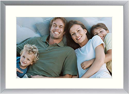 Golden State Art, Aluminum Photo Frame with Ivory Color Mat for Picture, Real Glass and Table-top Display, Metal Wall Photo Frame Collection (Silver, 5x7 Frame for 4x6 Picture)