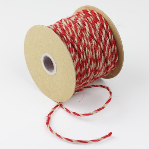 2.5mm x 50 Yards Decorative Two Tone Burlap Jute Rope Twine (Red)