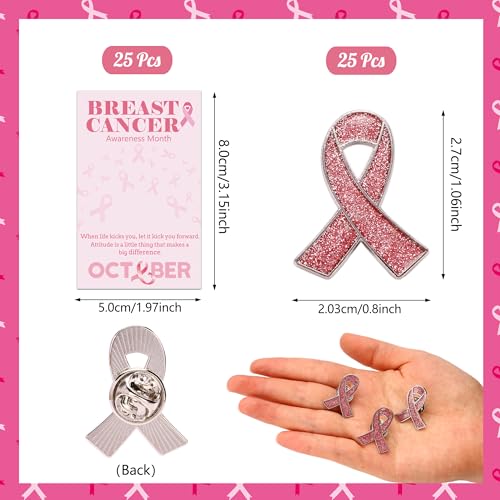 25/50/100 Sets Breast Cancer Awareness Pins, Pink Ribbon Enamel Lapel Pins Bulk Breast Cancer Awareness Item Accessories for Cancer Survivior Women Decoration Gift2