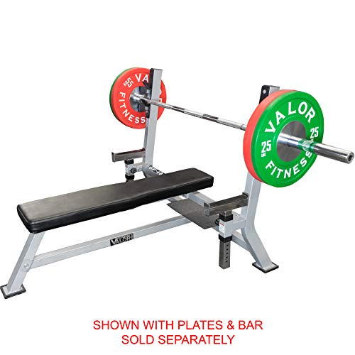 Valor Fitness BF-48 Olympic Weight Bench Press Station with Adjustable Safety Catches and Spotter Stand