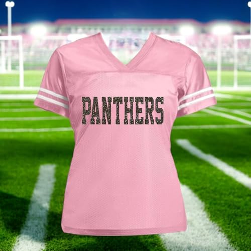 Personalized Team Football Glitter Jersey, Women's Shirt with Bulldogs or School, Black Silver4