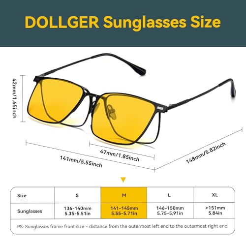 Dollger Magnetic Clip On Polarized Sunglasses for Eyeglasses Men Retro Square Metal Frame Driving Glasses 2 Packs4