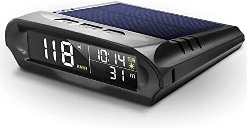 Car Wireless Headup Display Solar GPS Digital Speedometer with LCD Screen Overspeed Alarm KMH/MPH Time/Altitude/Temperature/Speed Display