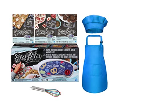 Easy Bake Ultimate Oven Creative Baking Toy Bundle + Larger Size 13.9 Oz. Easy Bake 3-Pack Refill Mixes (Pizza, Whoopie Pies and Red Velvet & Strawberry Cakes)+ Mini Whisk+ Hat and Apron