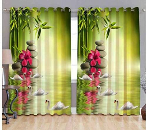 Image of GYANTITEXTURE Window Curtains for Home 5Ft Pack of 2 | 3D Digital Curtain Panels for Living Room Bedroom Kids Room | Semi-Sheer Printed Eyelet Drapes for Decoration (4x5 Feet) Lake