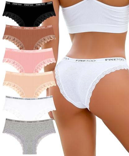 FINETOO Unterhosen Damen Baumwolle Spitze Sexy Unterwäsche Frauen Set Brazilian Slip Hipster Pantys Damen Elastischer Bund Underwear Women Brasilien...