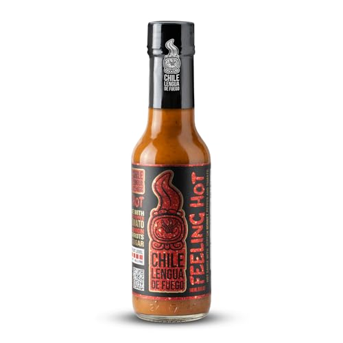 Image of Chile Lengua de Fuego Feeling Hot - Everyday Table Hot Sauce, Tomato & Scotch Bonnet, Smooth Savory Medium, 5 oz Bottle (Pack of 1)