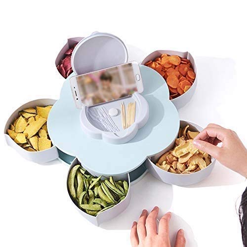 3NH® Dry Fruit Tray with 5 Box in Candy & Chocolate, Smart Candy Box Serving Rotating Tray Spice Snacks & Masala Storage Box