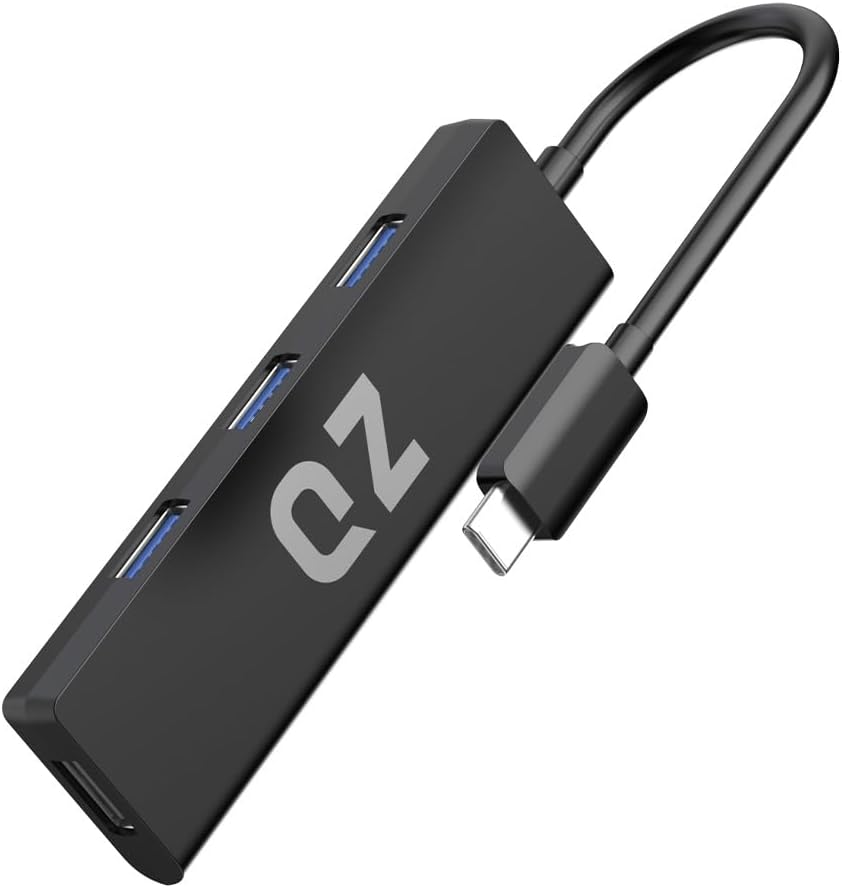 QZ USB 3.1 Type C Hub, USB C Hub, 4 Ports, 1 inch Built-in Cable