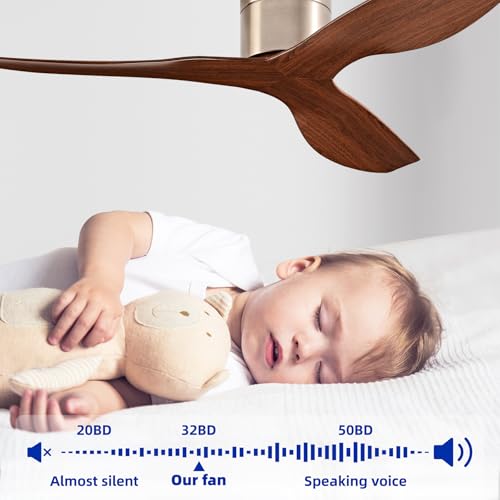 BUENION 52-Inch Ceiling Fan Without Light, Modern Low-Profile Flush Mount Fan with Remote, 6-Speed Reversible Quiet DC Motor,for Balcony, Living Room, Bedroom (No Light) thumbnail 7