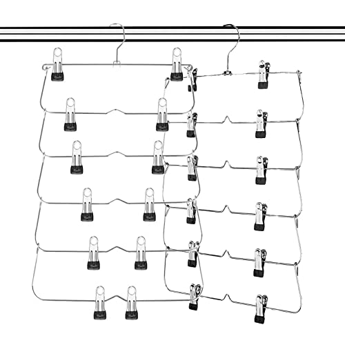 Hosenbügel platzsparend, Metall Hosenbügel Klammer 2 er Set, Hosen Kleiderbügel aus Metall, mit Verstellbaren Klammern, rutschfest, für Hosen/Röcke rutschfest Cover
