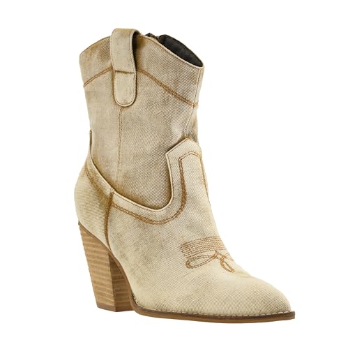 Corkys Footwear Friends In Low Places 3.5-Inch Heel Booties Memory Foam Insoles, Full Inside Zip, Western-Inspired Design, Chic Day-to-Night Wear3