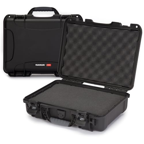 NANUK 910 Hard Case with Customizable Cubed Foam, IP67 Waterproof, Dustproof and Impact Resistant, 14.3” x 11.1” x 4.7”, Rugged Construction for Ultimate Protection, Made in Canada – Black