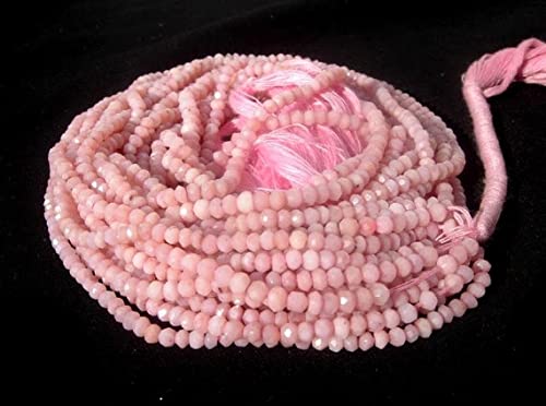 Rondelles d'opale rose du Pérou facettées 3mm pour création de bijoux uniques de 35cm