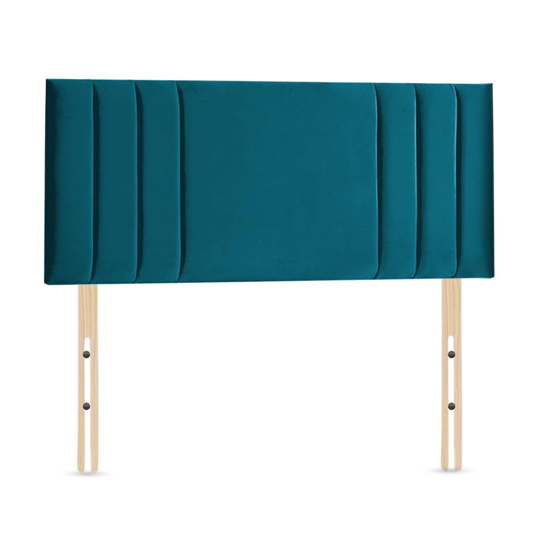 Elixir RIO 3 Divan Bed Headboard | Plush Velvet Fabric Headboards for 3ft single bed Frame | Elegant design with wooden material headboards for beds (Mallard, 3ft Single Height-20inch)