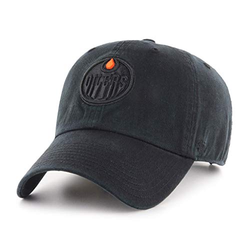 Edmonton Oilers Men s Black on Black Clean Up Adjustable Hat - One Size
