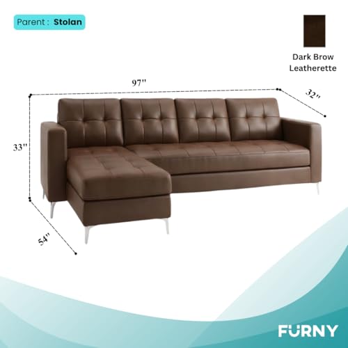 Image of CASASTYLE Madison 5 Seater Leatherette LHS L Shape Sofa Set (Brown) Premium Finish | Ideal for Living Rooms