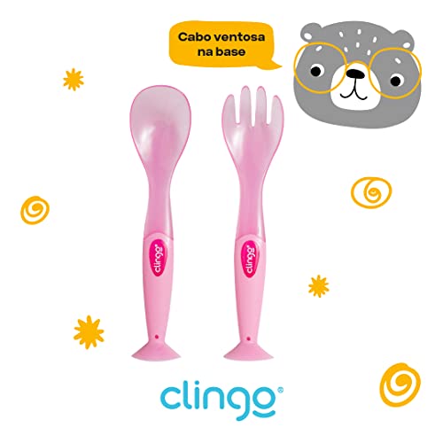 Talheres Com Ventosa - Rosa, Clingo, Rosa