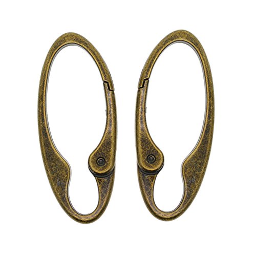 Oshhni 2 Pieces Vintage Bronze Oval Carabiner Spring Snap Hook Clip Keychain DIY, Retro Brass Spring Snap Hook for Craft DIY, Hammock Punching Bags Swing Chairs Gym Equipment Camping Hiking