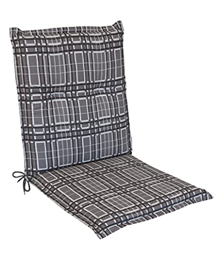 Herlag Florence P204022-0860MCT Coussin pour Chaise de Jardin avec Bande de Maintien Dorsale Gris à Carreaux Rembourrage 100 % Mousse PU Cover