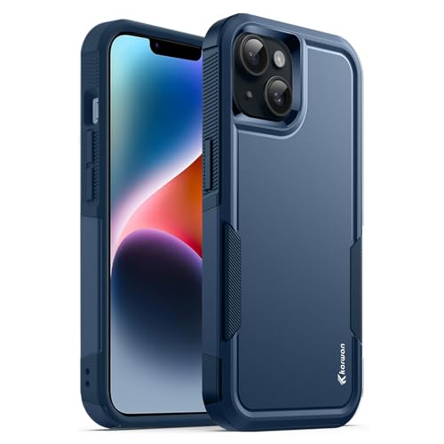 Image of KARWAN Shockproof Back Case Cover Compatible with iPhone 14 Plus, Heavy Duty Case with 360 Degree Camera Protection, Dual Layer Rugged Bumper Protection Cover with Matte Finish (Blue)