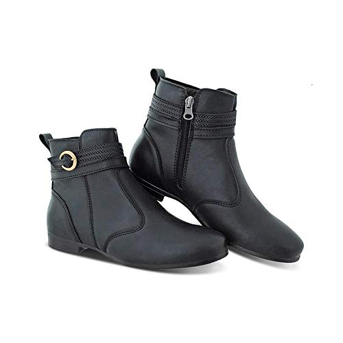 Bota Flat Feminina Cano Curto Macia Moderna Conforto Casual Preto 38