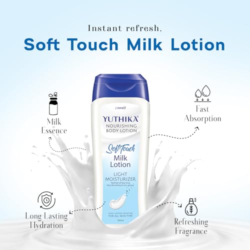 Image of Yuthika Naturals Body Milk Soft Touch 100ml Body Lotion for Women & Men | 72Hr Hydration | for Dry to Very Dry Skin | Enriched with Body Milk | Non Greasy & Healthy Looking Skin