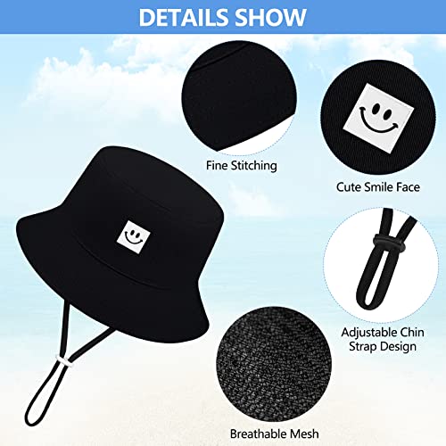 Cooraby 4 Pack Baby Sun Hat Breathable Smile Bucket Hat Toddler Sun Protective Bucket Hat Adjustable Cap For Baby Girl Boy (0-6 Months) #TOP2