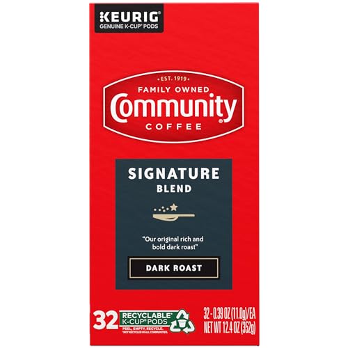 Image of Community Coffee Signature Blend, Dark Roast, Single-Serve Keurig K-Cup Pods, 32 Count (Pack of 4)