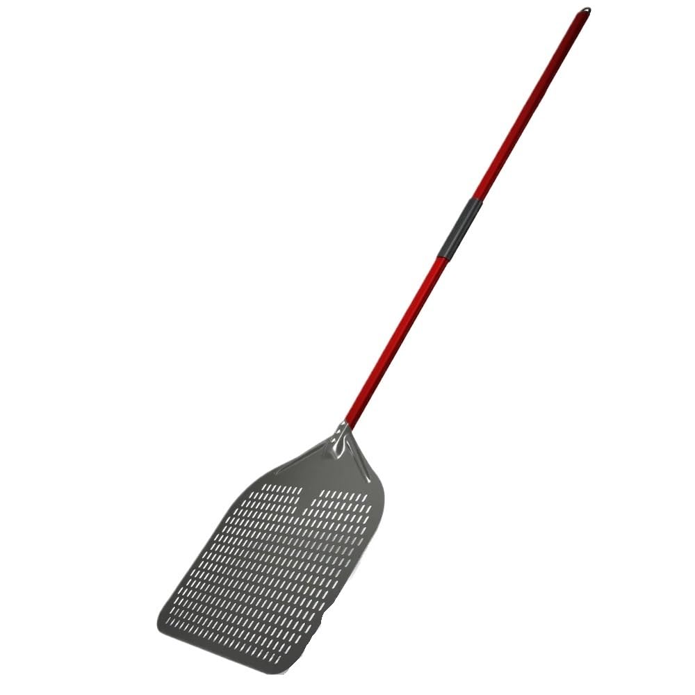 WANGSHAOWEI Pizza ​Paddle 16 Inch Pizza Peel Big Size Perforated Shovel Retangular Paddle Aluminum Alloy Handle(Red)