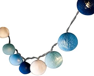 Blaze On Ambient Ball Fairy Lights (Rainbow Colours) - Hand-Spun Haute Couture Cotton Balls - 20 LED Lights - UK Plug - Safe - Indoor - Low Voltage - Decorative Lights - DC 31V