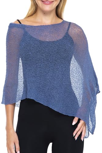 Image of SHU-SHI Womens Sheer Knit Poncho Shrug Lightweight Cover Up One Size Fits Most