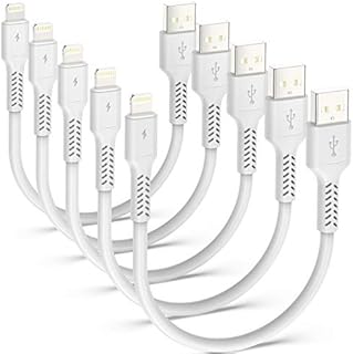 ADILIFT Short Lightning Charging Cable [5 Pack MFi Certified 0.2M] Fast Charging Cable 20cm Durable Lightening USB Data Cord Lead Compatible with iPhone 11 Pro Max Xs X XR 8 7 6s 6 plus SE 5 - White
