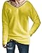Produktbild Shallgood Damen Mode Kaschmir Sexy Langen Ärmel V Ausschnitt Fledermaus Flügel Herbst Und Winter Pullover Casual Lose Pulli Gelb DE 40