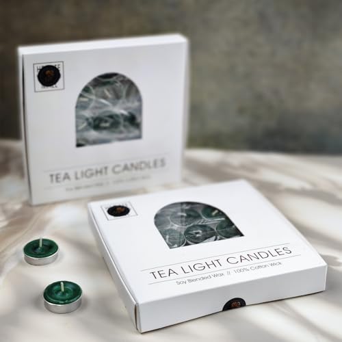 Image of Unscented Tea Light Candles | Soy Wax Blend Long-Lasting with Cotton Wick | Perfect for Home Decor, Parties, Weddings, and More | Set of 100 (Green)