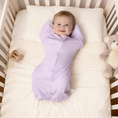 Image of MEXXI Baby Transitional Swaddle, 2 Pack Sleep Sack With Arms Up, 0.5 TOG