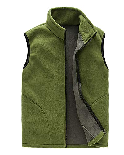Homme/Femme Hiver Gilet Chaud Doublure Polaire Softshell Bodywarmer Gilet Confortable Veste sans Manches avec Poches Hommes Jaune Army L
