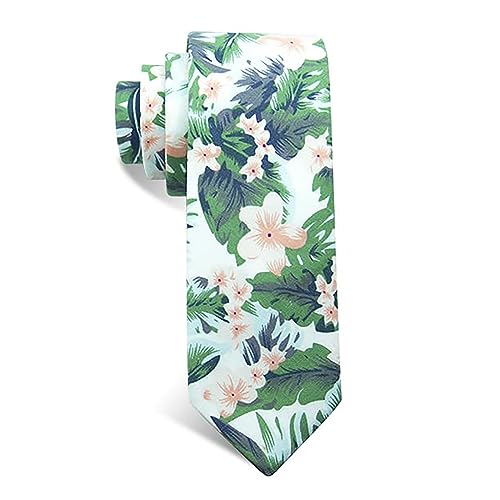 Image of Mantieqingway Men's Cotton Floral Neck Tie 2.56'' Printed Skinny Tie