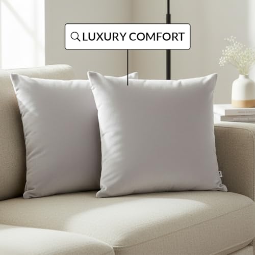 Image of HOMEMONDE Velvet Cushion Covers Set of 5-20x20 Inch Decorative Pillow Cover for Sofa, Couch, Chair, White