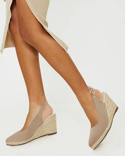Image of Juliet Holy Womens Wedge Sandals Espadrilles Closed Toe Slingback Buckle Strap Comfortable Casual Summer Wedges Shoes