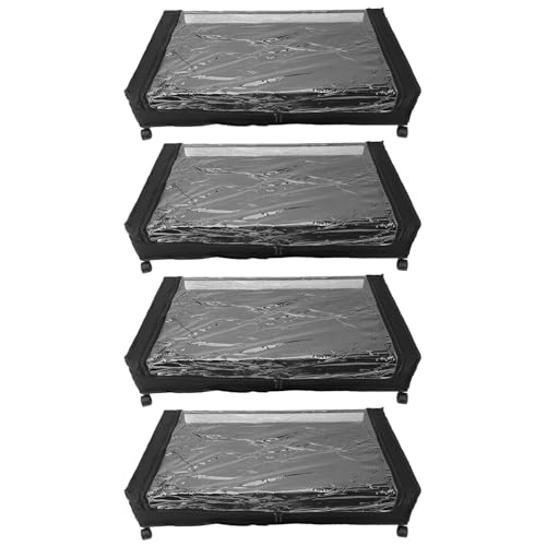 Fdit Contenitore di stoccaggio rotolante sotto il letto, cassetto sotto il letto con ruote, telaio in acciaio al carbonio e organizer in tessuto Oxford per abbigliamento, scarpe e vestiti (4PCS)