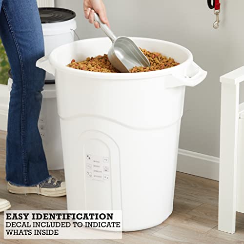 United Solutions Large Pet Food Storage Container with Snap-Tight Lid, 20 Gallon Capacity, Great for Dog Food, Livestock Feed, Bird Seed and More, (Pack of 2), White Base and Black Lid - Thumbnail 4